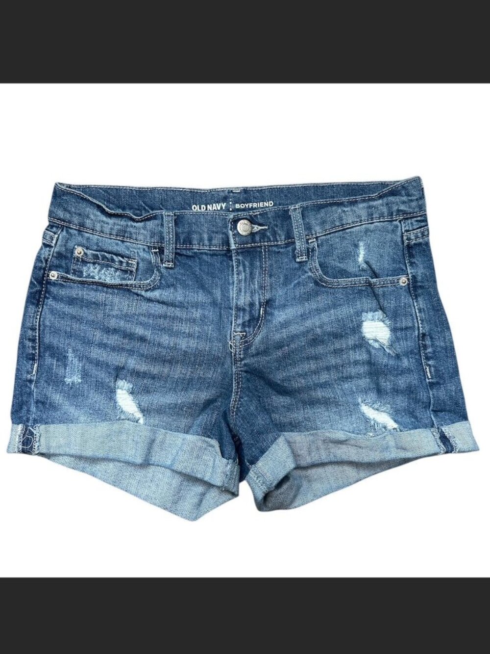 Old Navy Mid-Rise Boyfriend Denim Shorts Size 10 Distressed
